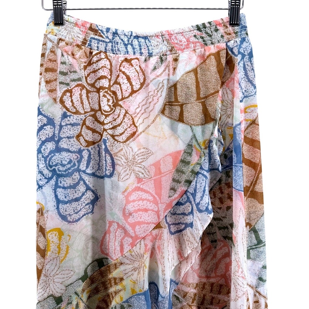 White House Black Market Floral High-Low Ruffle Midi Skirt Multicolor Size 2 - Picture 3 of 11